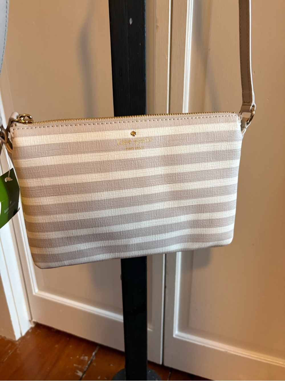 Kate Spade Carolyn Fairmont Square Cream Stripe NWT